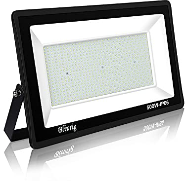 Blivrig 500W LED Strahler Außen,Superhell LED Fluter Flutlicht, IP66 Wasserdicht Außenstrahler, Warmweiß 3000K, Baustrahler für Hof, Garage, Werkstatt
