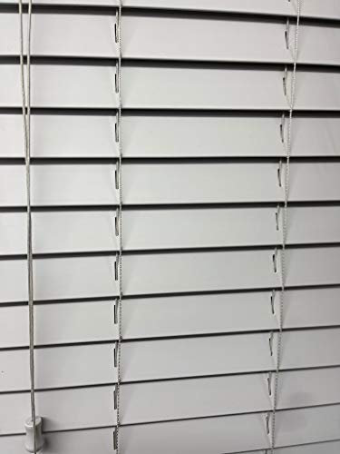 Home In Style 4U Faux Wood Blinds Window Venetian Blinds Easy Fit Child Safe Home Office String Blind Trimmable Wooden Blinds-50mm Slats with Aluminium Headrail Grey, W45cm x L150cm