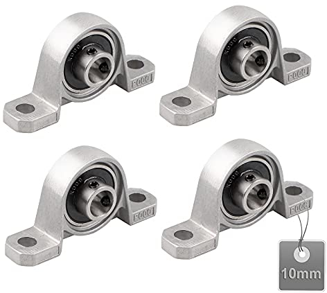 EXLECO 4 Stücke Gehäuselager, 10mm Stehlager Set, Lagerbock, Zinklegierung Wellenlager, Flanschlager für Achse Welle Maschine, 3d - Drucker (KP000)
