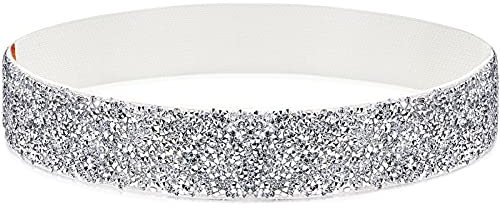 YooAi Strass Elastischer PU Ledergürtel Glänzender Kristall Stretch Taillengürtel Breiter Taillenbund für Frauen Kleid 80cm Kristallweiß Weiß