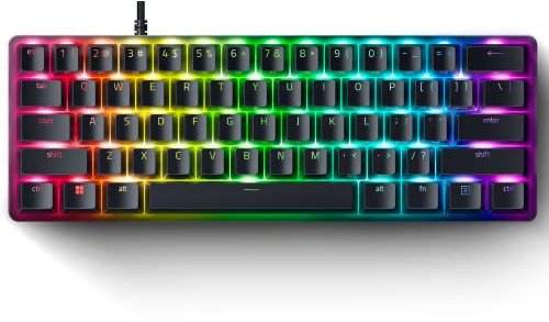 Razer Huntsman Mini 60% Analog Gaming Tastatur: Einstellbare Betätigung über analoge optische Schalter - Rapid Trigger Mode - Doubleshot PBT Tastenkappen - RGB Beleuchtung - Portable 60 Prozent