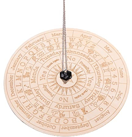 Laluky Pendelbrett mit Kristall-Halskette, Holz-Wahrsagenbrett, metaphysisches Dowsingbrett, Hexerei, Wicca-Altar-Zubehör-Set für Weinmeditation (Rosa, Größe: 15 cm)