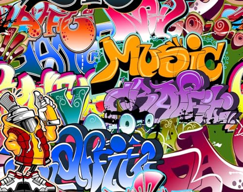 Walltastic Street Graffiti Wallpaper Mural, FSC Paper, Multi, 8 feet High x 10 feet Wide, 1 Size