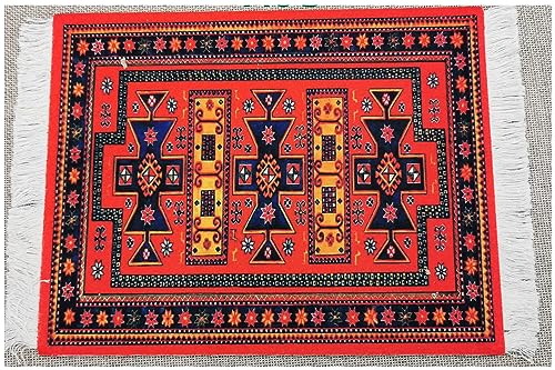 Egurs Teppich Mauspad Teppich Maus Pad Oriental Persian Mini Teppich Mauspad mit Quaste Klein Mousepad orientalischer Teppich Computer Mousepad Lustiges Büro Zubehör für Tischdekoration A08
