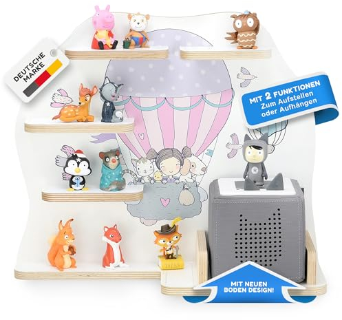 stadtecken wooden shelf for music box I Suitable for the Toniebox and Tonies I Perfect Tonie storage in the children's room I For standing up or hanging up (Up, with narrow bottom)