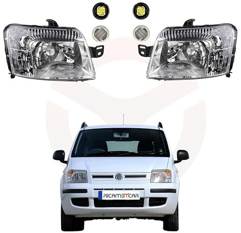 RICAMBYCAR Coppia Fari Fanali Anteriori Compatibili per FIAT PANDA dal 2003 al 2008 - Attacco Spinotto Giallo (Coppia)