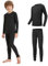 AMZSPORT Thermounterwäsche für Kinder, Skiunterwäsche und Funktionsunterwäsche für Fussball und Training im Winter, Thermowäsche für Mädchen und Jungen, Schwarz XXL