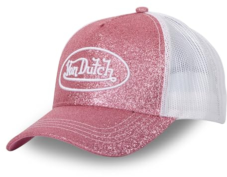 Von Dutch Kappe für Damen und Herren, Glitter, Trucker-Kappe, verstellbar und authentisch, Rosa, Einheitsgröße