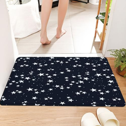 koiwab Badematte 60x100 cm rutschfest,Muster mit Stern im dunklen Himmel,Badvorleger Maschinenwaschbar Anti-Rutsch Badteppich Weich Badematten Mikrofaser Badezimmerteppich