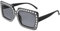 Telooco Retro Disco Sonnenbrille - Dicken Rahmen, Quadratisch, Damen & Herren, Glitzer & Strass, 70er & 80er Jahre Outfit (Schwarz)