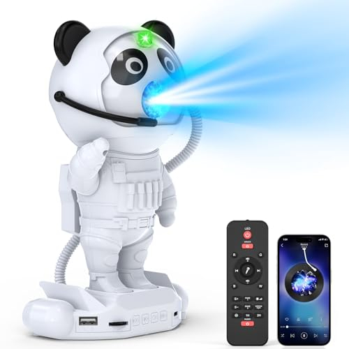 ZonQoonz Sternenhimmel Projektor, LED-Sternenhimmel Projektor Panda Astronaut,RGBW Nebellicht mit Fernbedienung und Bluetooth-Player, Coole Deko fur Kinder Erwachsene Schlafzimmer Gaming