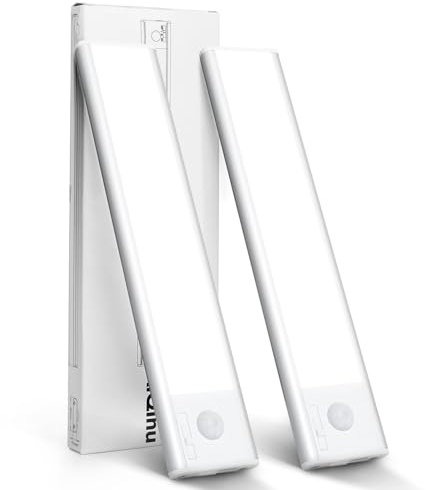 AiQInu 66 LED Closet Light con sensor de movimiento, USB recargable LED Undercabinet Light, 20cm Dimmable Closet Lámpara con tira adhesiva magnética para la cocina, escaleras, pasillos