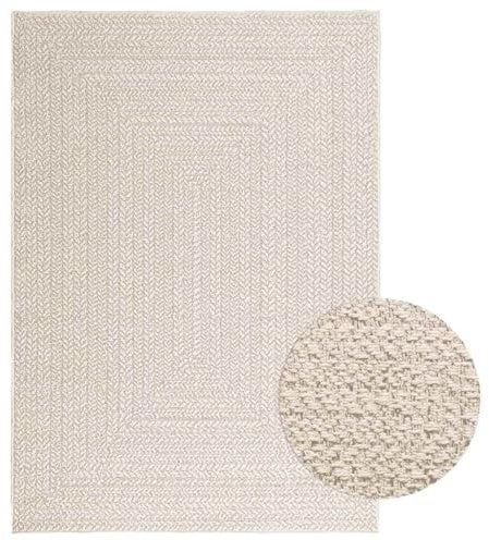 vidaXL Teppich ZIZUR Creme 120x170 cm Jute-Optik Indoor und Outdoor, Fußmatte, Bodenteppich, Teppichboden, Bodenmatte, Flächenvorleger, Innenteppich