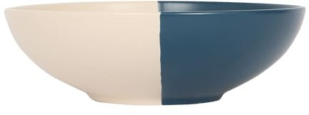 Nicola Spring Stoneware Pasta Bowl - 20.5cm - Navy - Pack of 1 - Ceramic Two Tone Noodle Bowls Tableware Dishwasher & Microwave Safe Crockery for Dessert, Pasta, Soup, Cereal, Rice