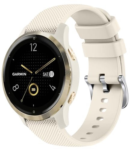 Strap Compatible with Garmin Venu 2S/Venu 3S/Forerunner 265S/255S/255S Music/Vivoactive 4S/Vivomove 3S, 18mm Soft Silicone Replacement for Garmin Venu 2S/3S (Starlight)