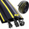3m Protector Cables Suelo PVC Flexible, 83*17mm Canaleta Pasacables Hogar, Sello Umbral Puerta Garaje, Burlete Cableado Oculta para Oficina, Taller, Lugar Trabajo, Almacén, Concierto(Negro y Amarillo)