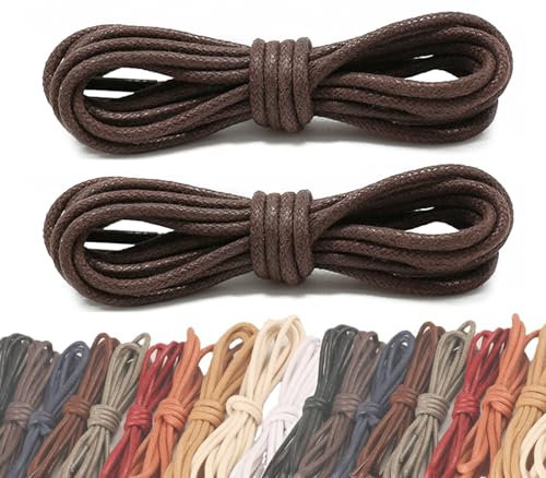 GOODSALEOK 2 Pares Cordones De Cera De AlgodóN Para Zapatos De Cuero 2.5 Mm Cordones Finos Oxford De Negocios Ropa Formal Para Hombres Y Mujeres Marrón-80CM