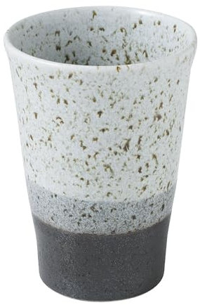 Asayu Japan Ceramic Tea Cup 310ml, Japanese Yunomi Mug, Made in Japan, Microwave and Dishwasher Safe for Green Tea, Coffee and Hot Beverages - White x Black