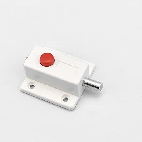 Door Lock,Gate Latch, Durable Slide Bolt 2Pcs Furniture Hardware Plastic Button Insert Cabinet Door Surface Mounted Spring Bolt Plastic Bolt Abs Black Covered(Ordinary White Without Cover)