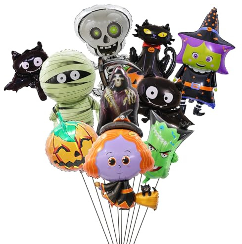 10 Stück Halloween Luftballons HSYWSH Halloween Dekoration Luftballon Party Deko Luftballons Hallow/een Dekoration Horror Ballon Set Hallowe/en Party Dek/o Hallowe/en Deko-Set (Mehrfarbig A)