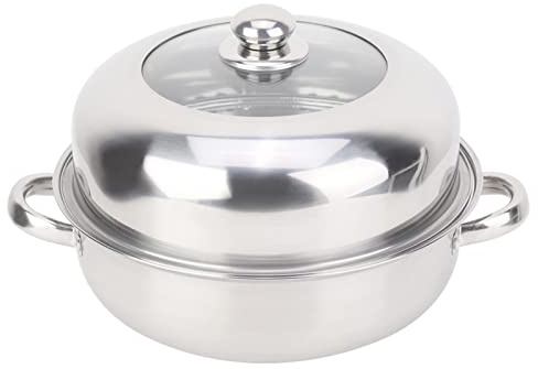 Steamer Pot,Single Layer Stockpot Steaming Pot Food Steamer Pot Steam Pot with Steamer Basket Cooking Stock Pot Steamer for Cooking for Dumplings Seafood Veggie Stews Homemade Soups