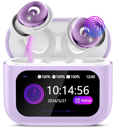 Auriculares Bluetooth, mini 48 horas, Bluetooth 5.4 con pantalla táctil, 2026 nuevos auriculares in-ear inalámbricos con cancelación de ruido ENC, auriculares IPX7, auriculares inmersivos de graves