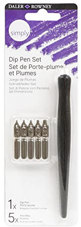Daler-Rowney Simply Calligraphy Dip Pen Set, 1 Pen, 5 Nibs, Lettering Accessories, Ideal for Entry-Level Artists & Hobbyists