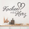 GRAZDesign Wandtattoo Küche Sprüche | Kochen mit Herz | Wandsticker Sticker Esszimmer Wanddeko Coffee Wandaufkleber, Küchenrückwand Küchen Deko Aufkleber selbstklebend, 88x57cm, 054 türkis
