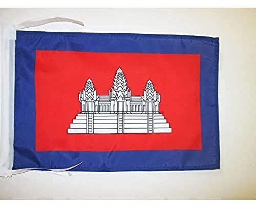 AZ FLAG French Protectorate of Cambodia 1863-1953 Flag 45x30 cm Cords | Indoor and outdoor use historic cambodian 12x18 in decorative flag double stitched seams and reinforced edges with ties