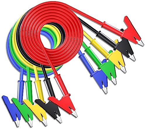 Goupchn 5PCS Alligator Clips Test Leads Dual Ended Crocodile Wire Cable with Insulators Clips Test Flexible Copper Cable for Electrical Testing 3.3ft/1m