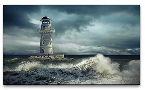 Bilder XXL Leuchtturm im Meer 120x70cm Wandbild auf Leinwand