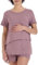 Herzmutter Ensemble de Pyjama d'allaitement Court - Pyjama de Maternité avec Motif Dentelle - pour Femme Enceinte - Haut d'allaitement et Pantalon pour la Grossesse - 2650 (XL, Rose)
