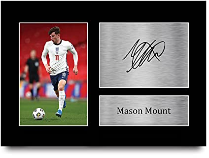 HWC Trading A4 Mason Mount England Geschenke gedrucktes signiertes Autogrammbild für Fußballfans und Unterstützer