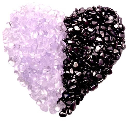Steinfixx® - Ladesteine Hämatit und Bergkristall oder Amethyst I 100% echte Edelsteine I Heilsteine I Schmuckherstellung |Trommelsteine | Chakrasteine (Amethyst-Hämatit, 500 Gramm)