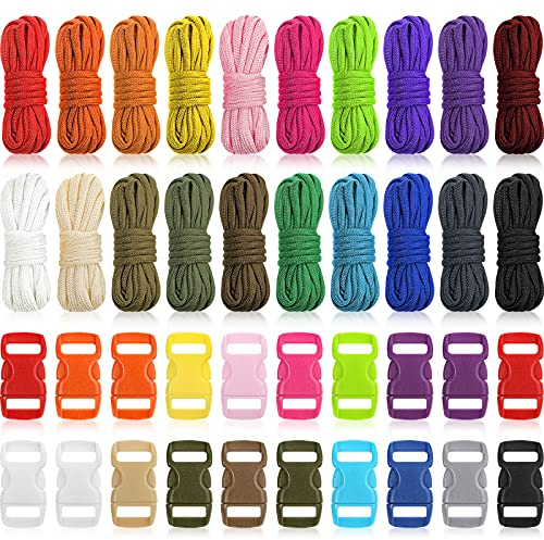 Shappy Kit Armband 550 Überlebensseil Bunt Kombination Zufällig Handwerk 20 Farben Schnur mit Schnallen für Lanyard Schlüsselbund Halsband (Hell Farbe)