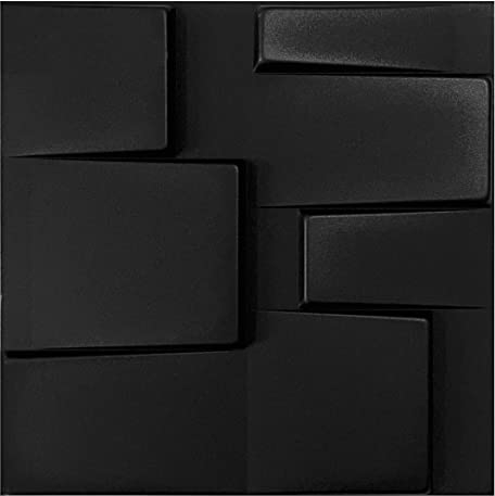 Eurodeco 3D Wandpaneele - 3D Wandverkleidung Paneele - Dekoren Deckenpaneele - Wanddeko Platten - Wandtattoos aus Polystyrol XPS Styropor - 50 x 50 cm, 3 mm Stärke, Tetris Schwarz, 24 Stück (6m²)