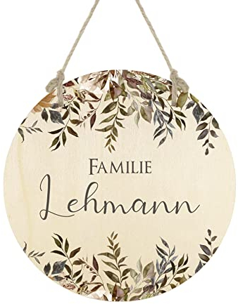 Manufaktur Liebevoll Türschild personalisiert Türkranz Name Personalisiertes Türschild Familie Türschild personalisiert Holz Familienschild Haustür Schild