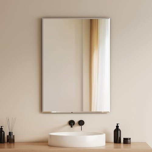 EMKE Bathroom Mirrors 500x700mm, Rectangular Frameless Wall Mirror for Bedroom/Living Room, Rectangle Vanity Wall Mounted Mirrors for Bathroom, Dressing Room & Living Room