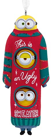 Hallmark Minions: The Rise of Gru, Bob, Kevin und Stuart The Minions in Ugly Christmas Sweater Christmas Ornament