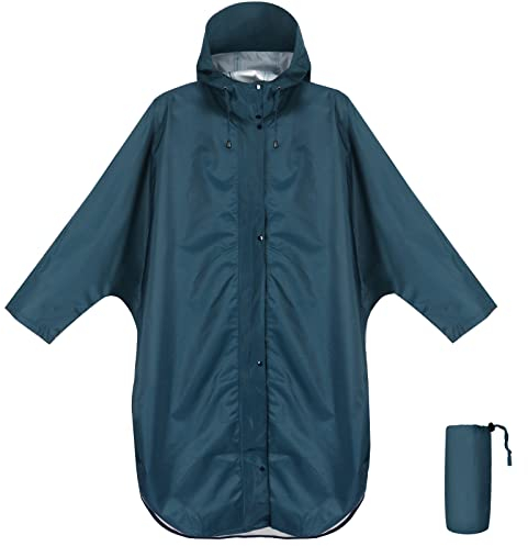 ANYOO Poncho Pluie Imperméable Léger avec Capuche et Manches, Coupe-vent Homme/Femme Veste de Pluie pour Randonnée Camping Activités de plein Air