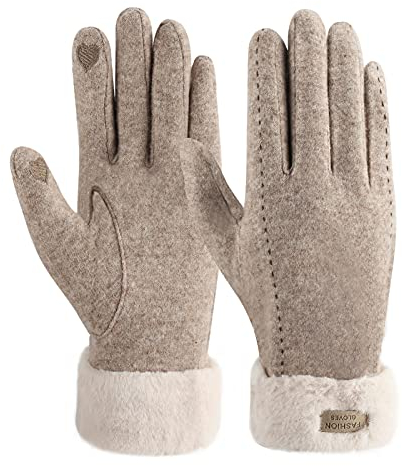ZASFOU Damen Winter Touchscreen Handschuhe mit Thermo Fleecefutter, Warme und Dick Wolle