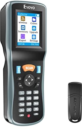 Eyoyo 2D-Lagerbestands-Scanner, Datensammler, tragbarer QR 1D kabelloser Barcode-Scanner, Handdatenterminal, Inventargerät mit 5,6 cm (2,2 Zoll) TFT-Farb-LCD-Bildschirm, funktioniert mit Warehouse