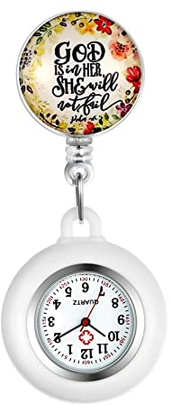 Silverora Krankenschwesteruhr einziehbar mit Stethoskop-Revers Fob Taschenuhr Arzt Schwesternuhr Blume Silikonhülle für Damen und Herren