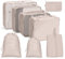 OSDUE Koffer Organizer Set 8-teilig, Packing Cubes, Wasserdichte Reise Kleidertaschen, Packtaschen für koffer, Verpackungswürfel mit Schuhbeutel, USB Kabel Tasche (Cremeweiß)
