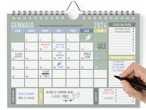 Wandkalender 2023, A4, Wandkalender, 15 Monate, Januar 2023, Mar 2024, Monatsplaner, 21,0 x 29,7 cm (gelber Einband – September 2023 – Dezember 2024)