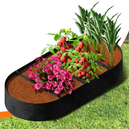 Sumloty Plant Grow Bags- 6x3x1ft Fabric Raised Garden Beds Outdoor, Breathable & Sturdy Planter Box for Herb, Oval Plant Growing Container Large Raised Flower Bed