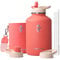 Coolflask 2L Trinkflasche Edelstahl mit PU-Lederhülle, Edelstahl-Wasserflasche Farbkontrast mit Strohhalm-Deckel, halbe Gallone Wasserflasche, Kalt halten 48h Heiß 24h, Orange