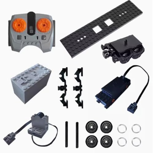 YLtremker Technik Zug Power Functions Set Fernbedienung Motor Batteriebox Kit,Zug Refit Eisenbahn Schienen Zubehör Klemmbausteine