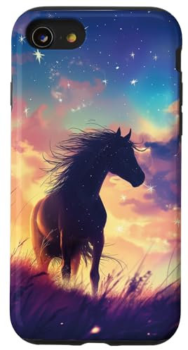 Hülle für iPhone SE (2020) / 7 / 8 Pferd mit Sternen Pferde Mädchen