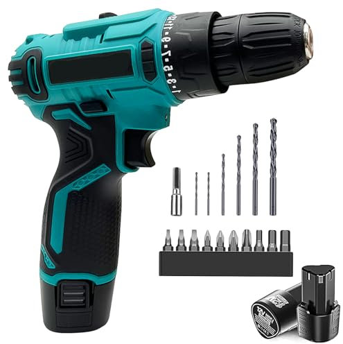 Akku Bohrschrauber 12V, mit2x 3.0Ah Akku und Ladegerät,23PCS Zubehöre, 25+1 Drehmoment Akkubohrer Set, 2-Gang, LED-Licht, für Haus DIY Projekt